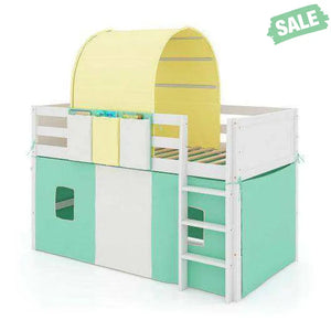 Twin Size Loft Bed Playhouse Bed Frame with Tower Tent and 3 Storage Pockets-Navy Toddler Beds