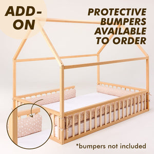 Twin Size Montessori House Bed for Kids with Fence