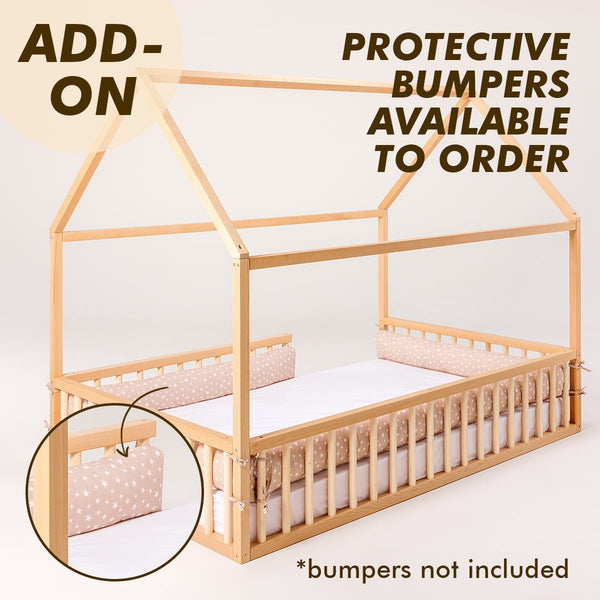 Twin Size Montessori House Bed for Kids with Fence