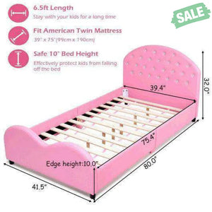 Twin Size Upholstered Platform Toddler Bed with Wood Slat Support Toddler Beds