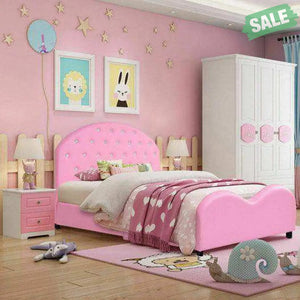 Twin Size Upholstered Platform Toddler Bed with Wood Slat Support Toddler Beds