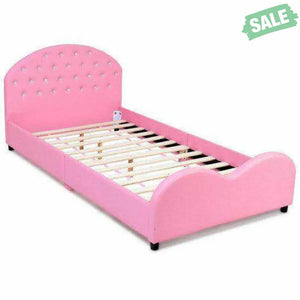 Twin Size Upholstered Platform Toddler Bed with Wood Slat Support Toddler Beds