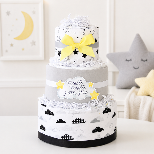 Baby Blossom Company Moon Diaper Cake 35 Pampers Size 1 Three Cotton Blankets