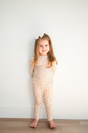 Mocha Ditsy Floral Bamboo Pajama Set