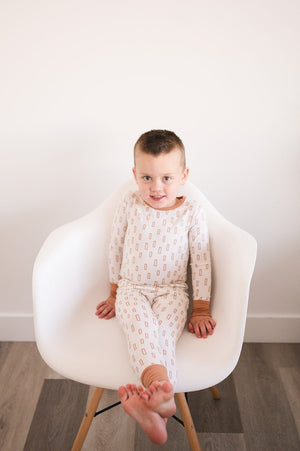 Neutral Rectangle Bamboo Kids Pajama Set