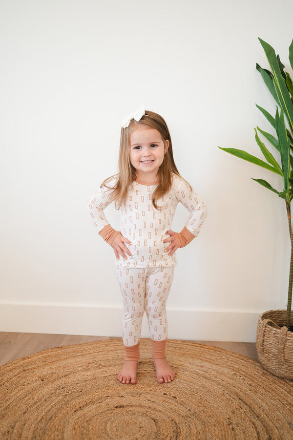 Neutral Rectangle Bamboo Kids Pajama Set