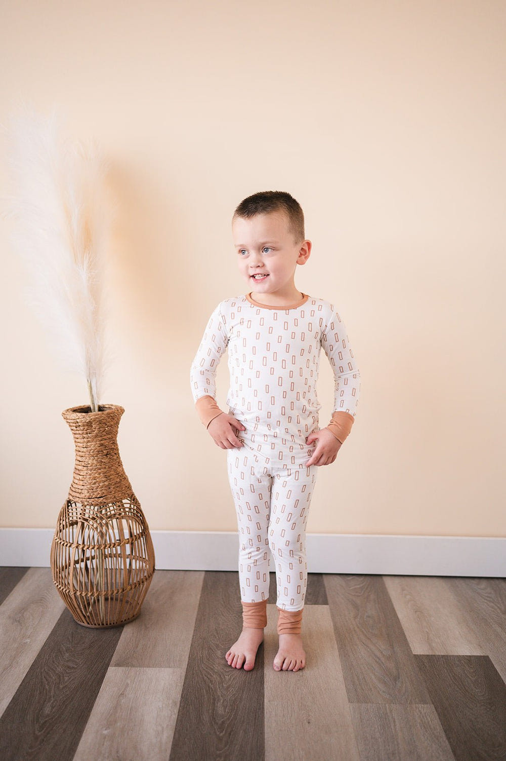 Neutral Rectangle Bamboo Kids Pajama Set