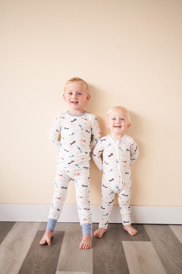 Vintage Airplane Bamboo Kids Pajama Set