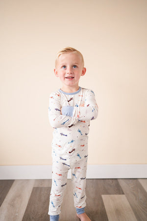 Vintage Airplane Bamboo Kids Pajama Set