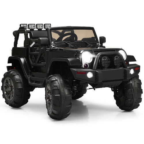 12V Kids Remote Control Riding Truck Car with LED Lights - Fun toy for adventurous young drivers.