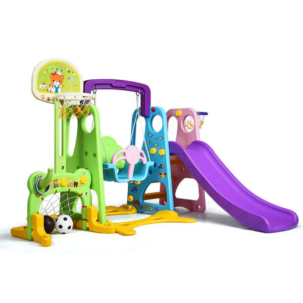 6-in-1 Climber Swing Basketball Hoop Football Gate for Kids - Height Adjustable
