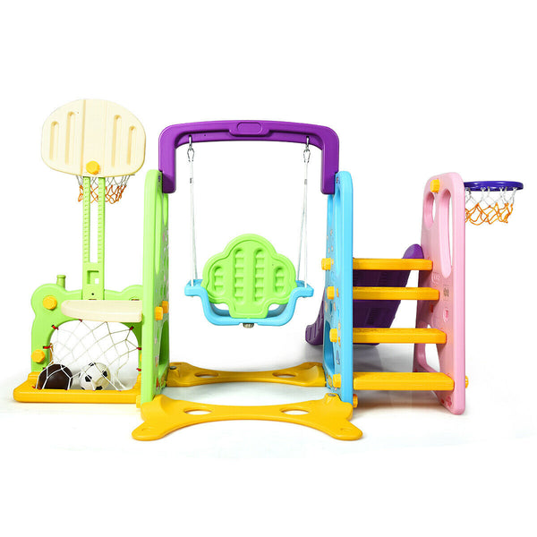 6-in-1 Climber Swing Basketball Hoop Football Gate for Kids - Height Adjustable