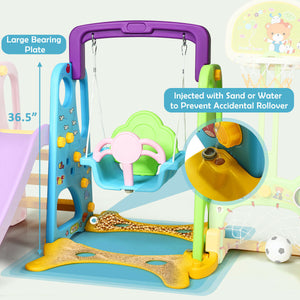 6-in-1 Climber Swing Basketball Hoop Football Gate for Kids - Height Adjustable