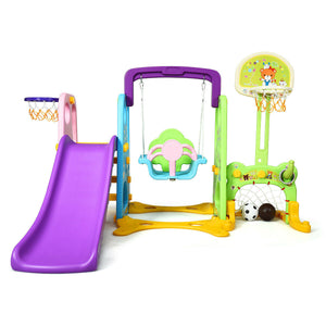 6-in-1 Climber Swing Basketball Hoop Football Gate for Kids - Height Adjustable