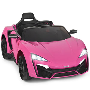 12V 2.4G RC electric vehicle with lights for kids, angled view showcasing design and features. Perfect toy for young adventurers.