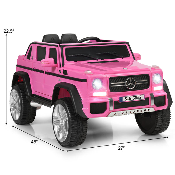 12V Licensed Mercedes-Benz Kids Ride On Car in angle view, perfect toy for adventurous toddlers.