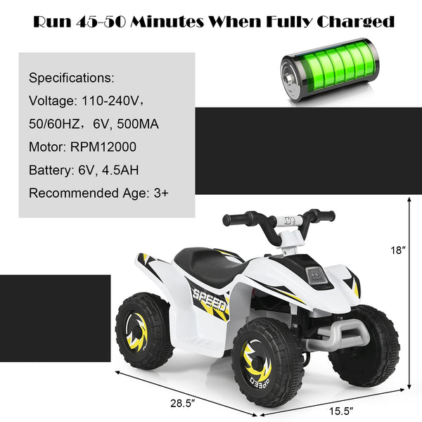 6V Kids Electric ATV 4 Wheels Ride-On Toy - Rechargeable