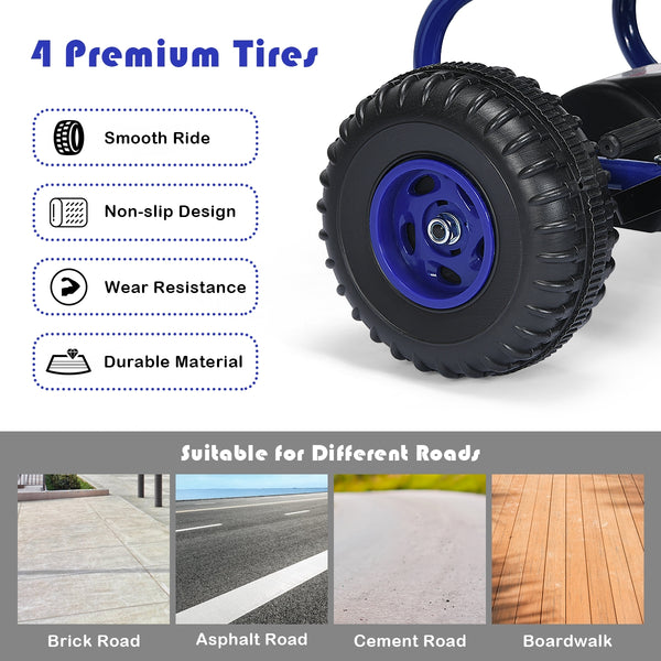 4 Wheel Pedal Powered Ride On with Adjustable Seat - Educational for Kids