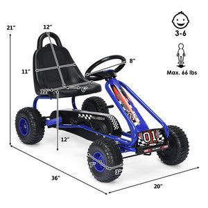 4 Wheel Pedal Powered Ride On with Adjustable Seat - Educational for Kids