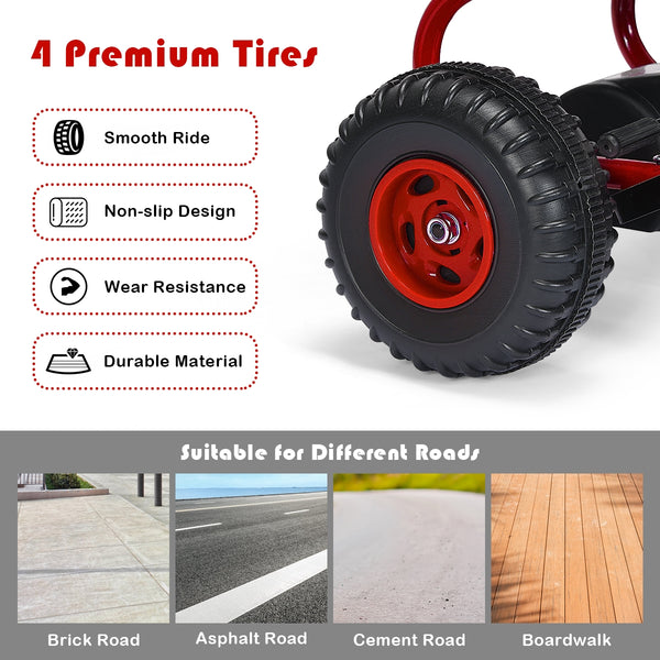 4 Wheel Pedal Powered Ride On with Adjustable Seat - Educational for Kids