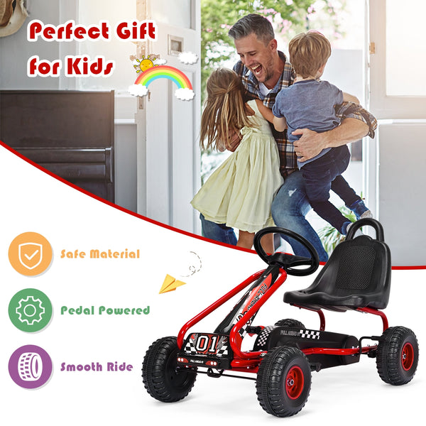 4 Wheel Pedal Powered Ride On with Adjustable Seat - Educational for Kids