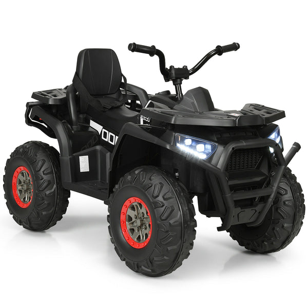 12V kids electric ATV quad with MP3 and LED lights, shown from angle 3, perfect for outdoor fun and adventure.