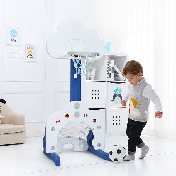 3-in-1 Kids Basketball Hoop Set with Balls - Adjustable Height