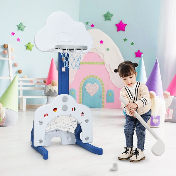 3-in-1 Kids Basketball Hoop Set with Balls - Adjustable Height