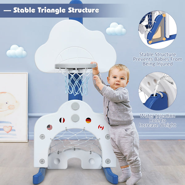 3-in-1 Kids Basketball Hoop Set with Balls - Adjustable Height