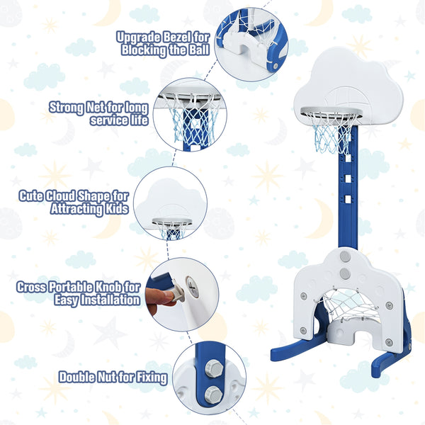 3-in-1 Kids Basketball Hoop Set with Balls - Adjustable Height