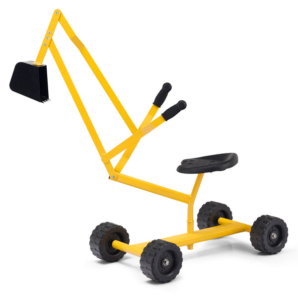 Heavy Duty Steel Frame Kid Ride-on Sand Digger - Wooden for Kids with Cover