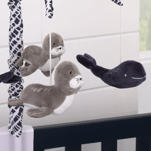 Seas The Day Navy and Grey Whale and Sea Lion Musical Mobile