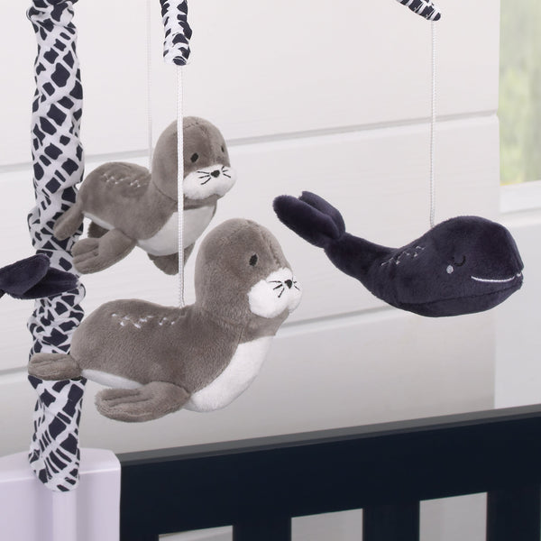Seas The Day Navy and Grey Whale and Sea Lion Musical Mobile