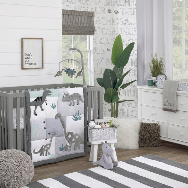 Baby-Saurus Gray and White Super Soft Word Print Changing Pad Cover