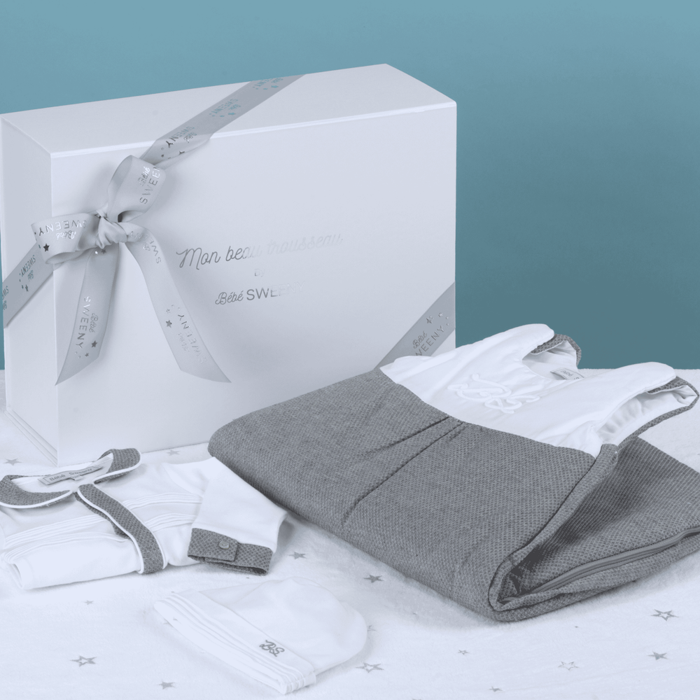 MON BEAU TROUSSEAU | Boys Grey Cotton Sleeping Bag - MOOGCO Baby