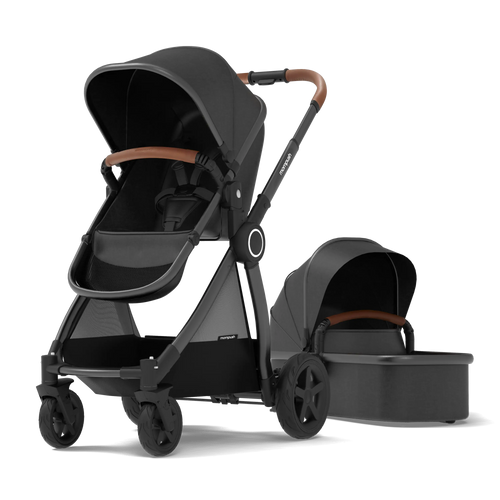 Mompush Ultimate 2 stroller in a sleek design, perfect for parents seeking comfort and style for their baby.