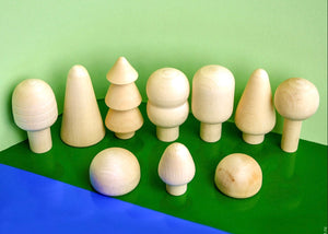 Unfinished Wooden Trees and Bushes play set