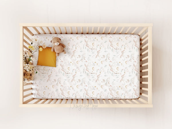 Soft Minky Jersey crib sheet featuring playful baby dogs design, perfect for a cozy nursery.