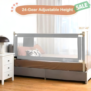 76.8 Inch Baby Bed Rail with Double Safety Child Lock Gray