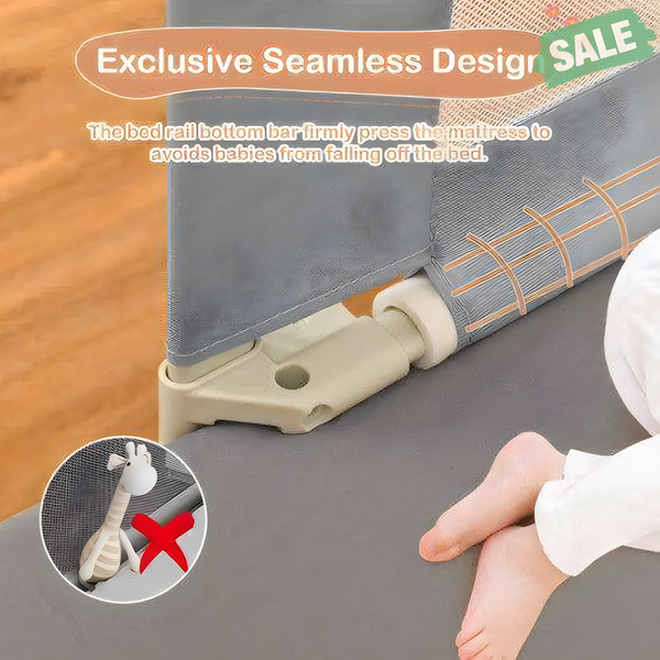 76.8 Inch Baby Bed Rail with Double Safety Child Lock Gray