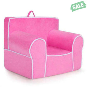 Upholstered Kids Sofa with Velvet Fabric and High-Quality Sponge-Pink Kids Chairs & Seating