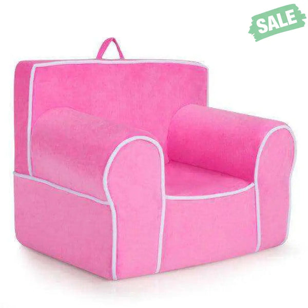 Upholstered Kids Sofa with Velvet Fabric and High-Quality Sponge-Pink Kids Chairs & Seating