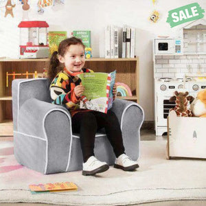 Upholstered Kids Sofa with Velvet Fabric and High-Quality Sponge-Pink Kids Chairs & Seating