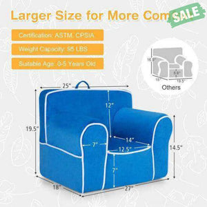 Upholstered Kids Sofa with Velvet Fabric and High-Quality Sponge-Pink Kids Chairs & Seating