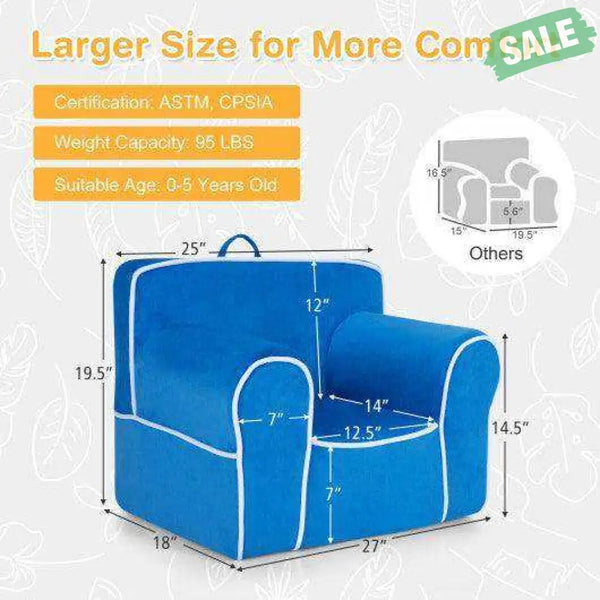 Upholstered Kids Sofa with Velvet Fabric and High-Quality Sponge-Pink Kids Chairs & Seating