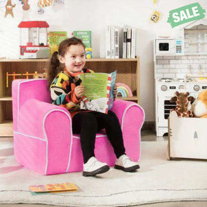 Upholstered Kids Sofa with Velvet Fabric and High-Quality Sponge-Pink Kids Chairs & Seating