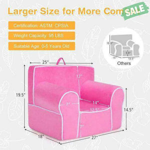 Upholstered Kids Sofa with Velvet Fabric and High-Quality Sponge-Pink Kids Chairs & Seating