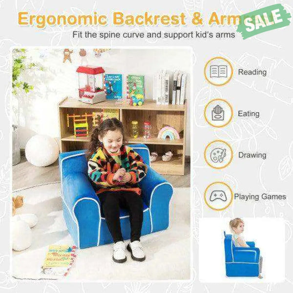 Upholstered Kids Sofa with Velvet Fabric and High-Quality Sponge-Pink Kids Chairs & Seating