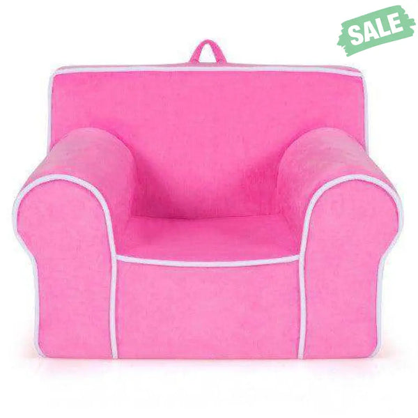 Upholstered Kids Sofa with Velvet Fabric and High-Quality Sponge-Pink Kids Chairs & Seating