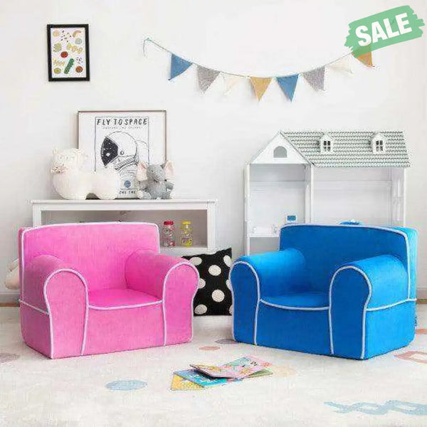 Upholstered Kids Sofa with Velvet Fabric and High-Quality Sponge-Pink Kids Chairs & Seating